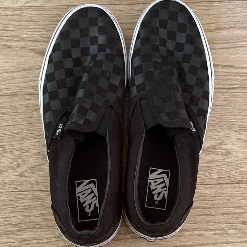 Vans Men's Black Checkered Slip-On Sneakers